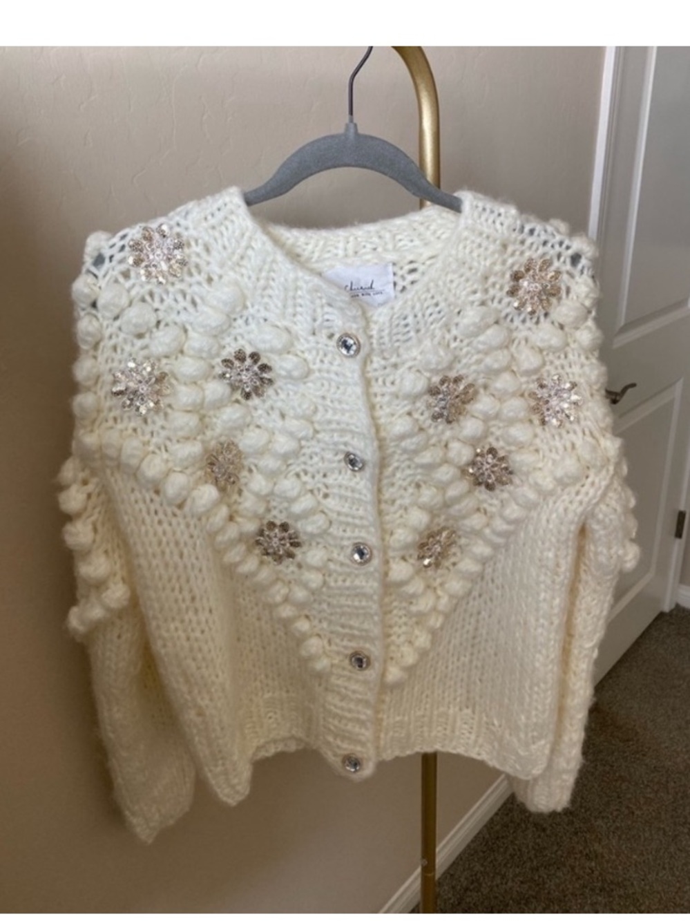 Cute 3D flower cardigan holiday style NWOT winter cottage core coquette - Picture 4 of 6